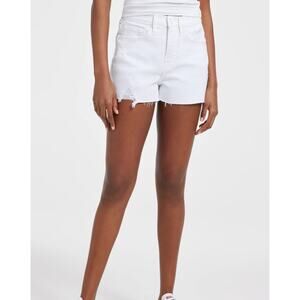 Good American Womens White 90s Mid Rise Relaxed Fit Cut Off Jean Shorts 6/28 NWT